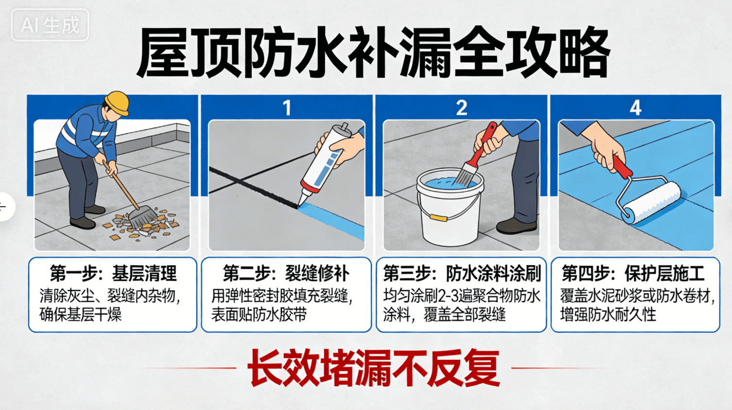 屋顶防水补漏施工方法与技巧