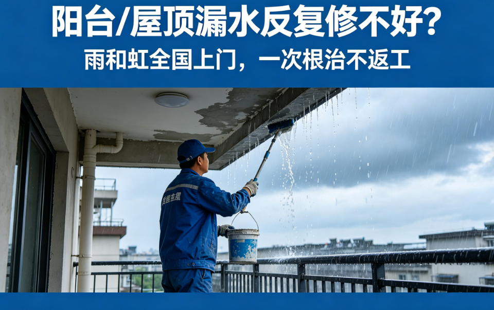 阳台屋顶漏水反复修不好？雨和虹全国上门防水一次根治
